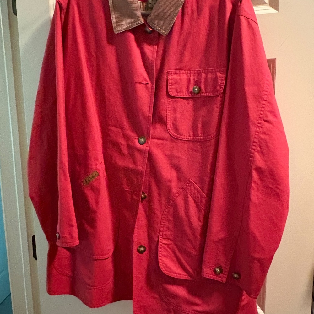 L.L. Bean Womens Large lightweight chore barn Jacket canvas and corduroy collar